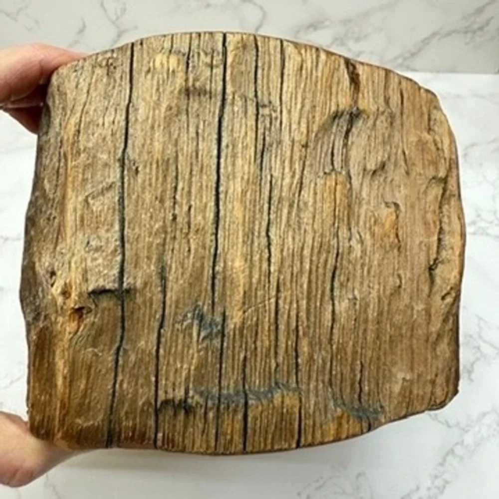 Log Wood Storage Box Hand Carved Trinket Heart Shaped Lined‎ Jewelry Keepsake